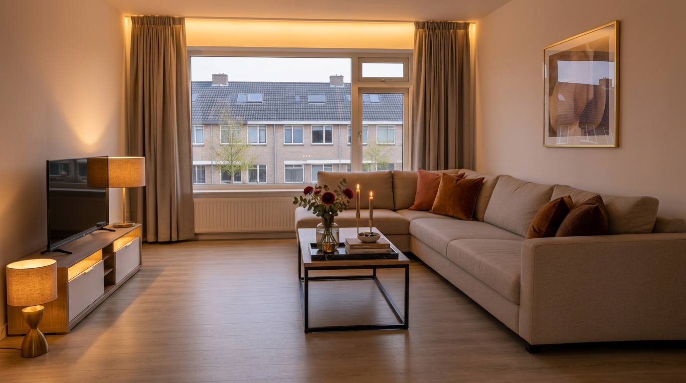 De woonkamer met hotel-chique accessoires