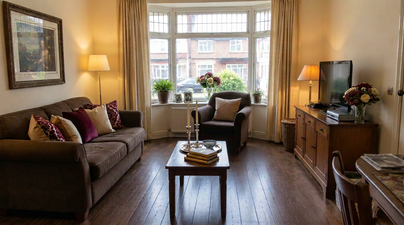 De woonkamer met hotel-chique accessoires